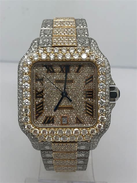 cartier santos iced out replica|cartier santos watch lookup.